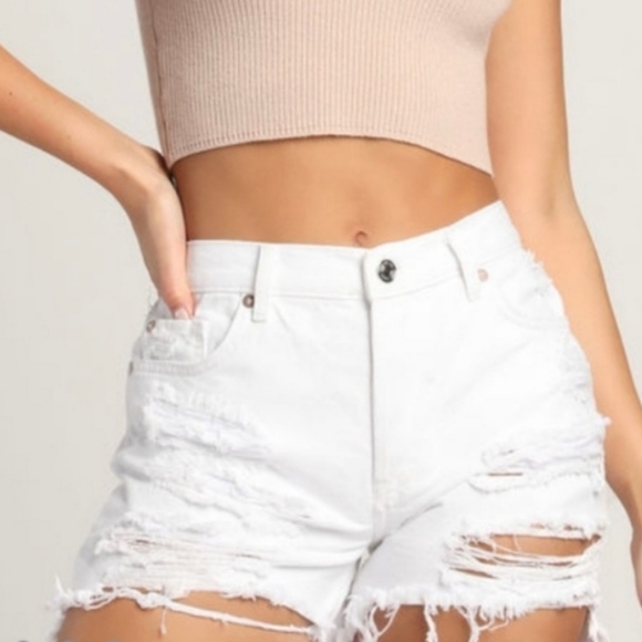 Free People we the free white distressed shorts size 28